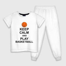 Детская пижама хлопок с принтом Keep calm and play basketball. в Белгороде, 100% хлопок |  брюки и футболка прямого кроя, без карманов, на брюках мягкая резинка на поясе и по низу штанин
 | сохраняй спокойствие