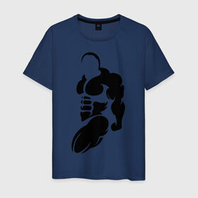 Мужская футболка хлопок с принтом Бодибилдер (Культурист). в Белгороде, 100% хлопок | прямой крой, круглый вырез горловины, длина до линии бедер, слегка спущенное плечо. | bodybuilding | power | sport | мощь | мускулы | мышцы | сила | спорт