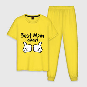Мужская пижама хлопок с принтом Best Mom ever! (самая лучшая мама) в Белгороде, 100% хлопок | брюки и футболка прямого кроя, без карманов, на брюках мягкая резинка на поясе и по низу штанин
 | бест мам | мама | подарки родным | подарок маме