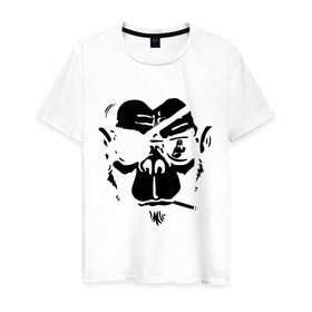 Мужская футболка хлопок с принтом Мистер Горилла в Белгороде, 100% хлопок | прямой крой, круглый вырез горловины, длина до линии бедер, слегка спущенное плечо. | Тематика изображения на принте: пират