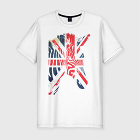 Мужская футболка премиум с принтом Британская зебра в Белгороде, 92% хлопок, 8% лайкра | приталенный силуэт, круглый вырез ворота, длина до линии бедра, короткий рукав | dtg | england | англия | британия | британский флаг | великобритания | животные | прикольные картинки