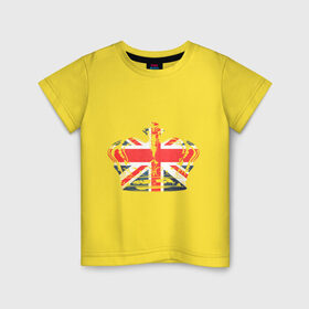 Детская футболка хлопок с принтом Корона, флаг Британии в Белгороде, 100% хлопок | круглый вырез горловины, полуприлегающий силуэт, длина до линии бедер | Тематика изображения на принте: dtg | england | англия | британия | британский флаг | великобритания | прикольные картинки