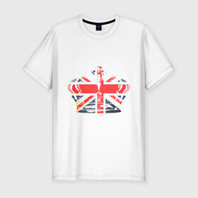 Мужская футболка премиум с принтом Корона, флаг Британии в Белгороде, 92% хлопок, 8% лайкра | приталенный силуэт, круглый вырез ворота, длина до линии бедра, короткий рукав | dtg | england | англия | британия | британский флаг | великобритания | прикольные картинки