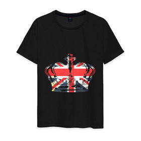 Мужская футболка хлопок с принтом Корона, флаг Британии в Белгороде, 100% хлопок | прямой крой, круглый вырез горловины, длина до линии бедер, слегка спущенное плечо. | dtg | england | англия | британия | британский флаг | великобритания | прикольные картинки