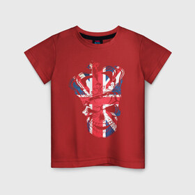 Детская футболка хлопок с принтом Британский черепок в Белгороде, 100% хлопок | круглый вырез горловины, полуприлегающий силуэт, длина до линии бедер | Тематика изображения на принте: скелет