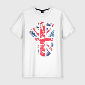 Мужская футболка премиум с принтом Британский черепок в Белгороде, 92% хлопок, 8% лайкра | приталенный силуэт, круглый вырез ворота, длина до линии бедра, короткий рукав | скелет