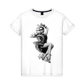 Женская футболка хлопок с принтом Виктория Бекхэм в Белгороде, 100% хлопок | прямой крой, круглый вырез горловины, длина до линии бедер, слегка спущенное плечо | девушка | знаменитости | знаменитые личности | селебрити | суперзвезда | тело | фигура