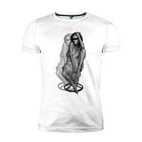 Мужская футболка премиум с принтом Анджелина Джоли в Белгороде, 92% хлопок, 8% лайкра | приталенный силуэт, круглый вырез ворота, длина до линии бедра, короткий рукав | jolie | девушка | знаменитости | знаменитые личности | селебрити | суперзвезда | тело | фигура