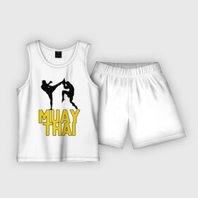 Детская пижама с шортами хлопок с принтом Муай тай (Muay Thai). в Белгороде,  |  | Тематика изображения на принте: бойцы | бокс | боксеры | спортивные | тайский бокс