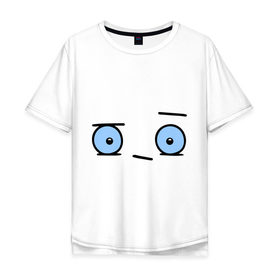 Мужская футболка хлопок Oversize с принтом Бодрый смайл в Белгороде, 100% хлопок | свободный крой, круглый ворот, “спинка” длиннее передней части | Тематика изображения на принте: глаза | глазастик | настроение | позитив | рожица | смайлы | чудик