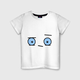 Детская футболка хлопок с принтом Бодрый смайл в Белгороде, 100% хлопок | круглый вырез горловины, полуприлегающий силуэт, длина до линии бедер | Тематика изображения на принте: глаза | глазастик | настроение | позитив | рожица | смайлы | чудик