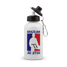 Бутылка спортивная с принтом Джиу-джитсу (Jiu jitsu) в Белгороде, металл | емкость — 500 мл, в комплекте две пластиковые крышки и карабин для крепления | brazilian | бой | джиу джитсу | карате | черный пояс