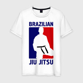 Мужская футболка хлопок с принтом Джиу-джитсу (Jiu jitsu) в Белгороде, 100% хлопок | прямой крой, круглый вырез горловины, длина до линии бедер, слегка спущенное плечо. | Тематика изображения на принте: brazilian | бой | джиу джитсу | карате | черный пояс