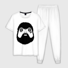 Мужская пижама хлопок с принтом Геймер в Белгороде, 100% хлопок | брюки и футболка прямого кроя, без карманов, на брюках мягкая резинка на поясе и по низу штанин
 | joystick | видеоигры | джойстик | игры
