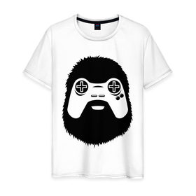 Мужская футболка хлопок с принтом Геймер в Белгороде, 100% хлопок | прямой крой, круглый вырез горловины, длина до линии бедер, слегка спущенное плечо. | joystick | видеоигры | джойстик | игры