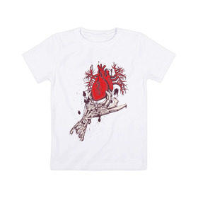 Детская футболка хлопок с принтом Механическое сердце в Белгороде, 100% хлопок | круглый вырез горловины, полуприлегающий силуэт, длина до линии бедер | любовь | сердце | сердце в руке