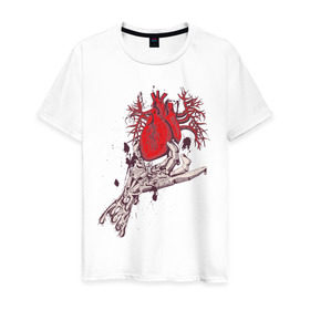 Мужская футболка хлопок с принтом Механическое сердце в Белгороде, 100% хлопок | прямой крой, круглый вырез горловины, длина до линии бедер, слегка спущенное плечо. | любовь | сердце | сердце в руке