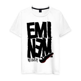 Мужская футболка хлопок с принтом Eminem recovery в Белгороде, 100% хлопок | прямой крой, круглый вырез горловины, длина до линии бедер, слегка спущенное плечо. | хип хоп