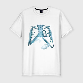 Мужская футболка премиум с принтом Рентген ребра в Белгороде, 92% хлопок, 8% лайкра | приталенный силуэт, круглый вырез ворота, длина до линии бедра, короткий рукав | dtg | гранаты | оружие | пистолет | ребра | ренген | ренгеновский снимок