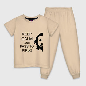 Детская пижама хлопок с принтом Keep calm and pass to Pirlo в Белгороде, 100% хлопок |  брюки и футболка прямого кроя, без карманов, на брюках мягкая резинка на поясе и по низу штанин
 | мяч | пасуй | передача | пирло | спорт | спортивные | спортсмен | футбол | футболист