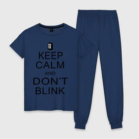 Женская пижама хлопок с принтом Dont blink в Белгороде, 100% хлопок | брюки и футболка прямого кроя, без карманов, на брюках мягкая резинка на поясе и по низу штанин | dont blink | keep calm | телефонная будка