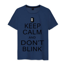 Мужская футболка хлопок с принтом Don`t blink в Белгороде, 100% хлопок | прямой крой, круглый вырез горловины, длина до линии бедер, слегка спущенное плечо. | dont blink | keep calm | телефонная будка