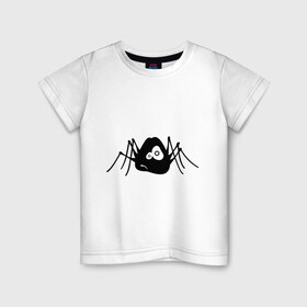 Детская футболка хлопок с принтом Паучек в Белгороде, 100% хлопок | круглый вырез горловины, полуприлегающий силуэт, длина до линии бедер | Тематика изображения на принте: грустный паук | паук | паучек | унылый паук