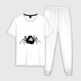 Мужская пижама хлопок с принтом Паучек в Белгороде, 100% хлопок | брюки и футболка прямого кроя, без карманов, на брюках мягкая резинка на поясе и по низу штанин
 | грустный паук | паук | паучек | унылый паук