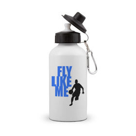 Бутылка спортивная с принтом Fly like me. в Белгороде, металл | емкость — 500 мл, в комплекте две пластиковые крышки и карабин для крепления | basketball | баскетбол | баскетболист | спорт