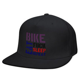 Кепка снепбек с прямым козырьком с принтом Bike eat sleep repeat в Белгороде, хлопок 100% |  | bicycle | bike | bike eat sleep repeat | eat | repeat | sleep | велик | велосипед | велосипедист