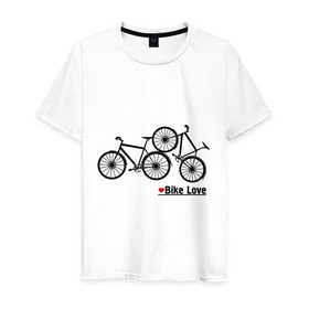 Мужская футболка хлопок с принтом Bike Love в Белгороде, 100% хлопок | прямой крой, круглый вырез горловины, длина до линии бедер, слегка спущенное плечо. | Тематика изображения на принте: bike love | байкерам | велосипеды | для байкеров | для мотоциклистов | мотоциклистам