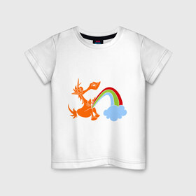 Детская футболка хлопок с принтом Писающий единорог в Белгороде, 100% хлопок | круглый вырез горловины, полуприлегающий силуэт, длина до линии бедер | unicorn | единорог | единорог и радуга | облако с радугой | прикольный единорог | радуга | радуга из единорога