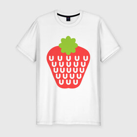 Мужская футболка премиум с принтом Вкусная клубничка в Белгороде, 92% хлопок, 8% лайкра | приталенный силуэт, круглый вырез ворота, длина до линии бедра, короткий рукав | еда | клубника | лето | фрукты | ягода | ягодка