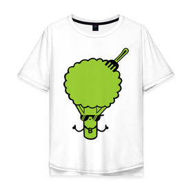 Мужская футболка хлопок Oversize с принтом Брокколи в Белгороде, 100% хлопок | свободный крой, круглый ворот, “спинка” длиннее передней части | Тематика изображения на принте: еда | капуста | овощ | прикольные картинки