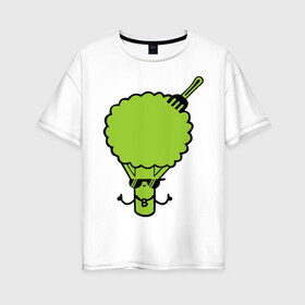 Женская футболка хлопок Oversize с принтом Брокколи в Белгороде, 100% хлопок | свободный крой, круглый ворот, спущенный рукав, длина до линии бедер
 | еда | капуста | овощ | прикольные картинки
