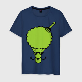 Мужская футболка хлопок с принтом Брокколи в Белгороде, 100% хлопок | прямой крой, круглый вырез горловины, длина до линии бедер, слегка спущенное плечо. | Тематика изображения на принте: еда | капуста | овощ | прикольные картинки