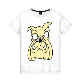 Женская футболка хлопок с принтом Злой пес в Белгороде, 100% хлопок | прямой крой, круглый вырез горловины, длина до линии бедер, слегка спущенное плечо | бульдог | бультерьер | домашнее животное | животное | злой пес | пес | собака