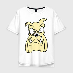 Мужская футболка хлопок Oversize с принтом Злой пес в Белгороде, 100% хлопок | свободный крой, круглый ворот, “спинка” длиннее передней части | бульдог | бультерьер | домашнее животное | животное | злой пес | пес | собака
