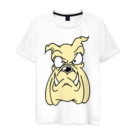 Мужская футболка хлопок с принтом Злой пес в Белгороде, 100% хлопок | прямой крой, круглый вырез горловины, длина до линии бедер, слегка спущенное плечо. | бульдог | бультерьер | домашнее животное | животное | злой пес | пес | собака