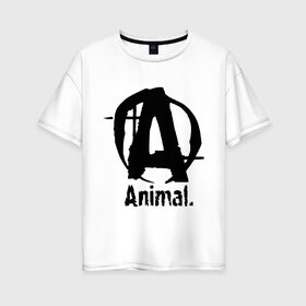 Женская футболка хлопок Oversize с принтом Animal 2 в Белгороде, 100% хлопок | свободный крой, круглый ворот, спущенный рукав, длина до линии бедер
 | animal