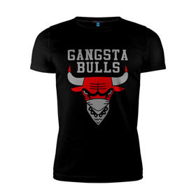 Мужская футболка премиум с принтом Gangsta bulls в Белгороде, 92% хлопок, 8% лайкра | приталенный силуэт, круглый вырез ворота, длина до линии бедра, короткий рукав | bshirts | bulls | cihago bulls | gangsta bulls | swag | sweg | бык | красный бык | сваг | свег | чикаго булс