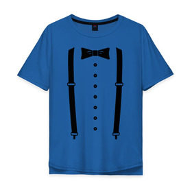 Мужская футболка хлопок Oversize с принтом Gentleman в Белгороде, 100% хлопок | свободный крой, круглый ворот, “спинка” длиннее передней части | галстук | костюм | одежда | подтяжки | рубашка