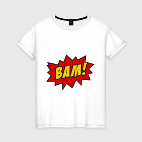 Женская футболка хлопок с принтом Cartoon Bam! в Белгороде, 100% хлопок | прямой крой, круглый вырез горловины, длина до линии бедер, слегка спущенное плечо | бам | комикс | мультик