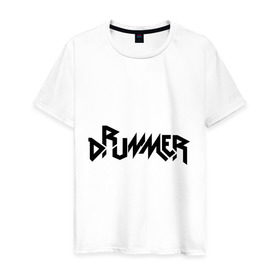 Мужская футболка хлопок с принтом Drummer в Белгороде, 100% хлопок | прямой крой, круглый вырез горловины, длина до линии бедер, слегка спущенное плечо. | Тематика изображения на принте: rock | барабанщик | музыка | музыкант | рок группа | ударные
