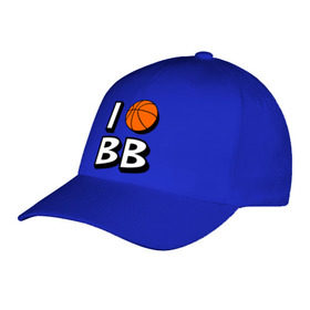 Бейсболка с принтом I love Basketball в Белгороде, 100% хлопок | классический козырек, металлическая застежка-регулятор размера | Тематика изображения на принте: 