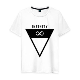 Мужская футболка хлопок с принтом Infinity Triangle в Белгороде, 100% хлопок | прямой крой, круглый вырез горловины, длина до линии бедер, слегка спущенное плечо. | Тематика изображения на принте: infinity | infinity triangle | swag | triangle | бесконечность | инфинити | свег | треугольник