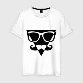Мужская футболка хлопок с принтом Moustache Triangle в Белгороде, 100% хлопок | прямой крой, круглый вырез горловины, длина до линии бедер, слегка спущенное плечо. | 