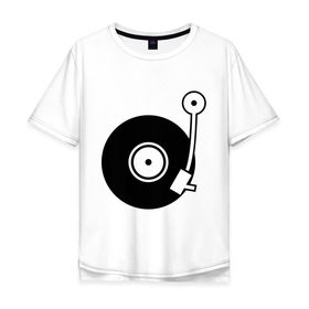 Мужская футболка хлопок Oversize с принтом Vinyl Mix в Белгороде, 100% хлопок | свободный крой, круглый ворот, “спинка” длиннее передней части | Тематика изображения на принте: dj | vinyl | винил | ди джей | диджей
