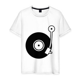 Мужская футболка хлопок с принтом Vinyl Mix в Белгороде, 100% хлопок | прямой крой, круглый вырез горловины, длина до линии бедер, слегка спущенное плечо. | dj | vinyl | винил | ди джей | диджей