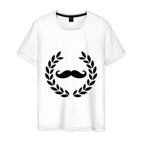 Мужская футболка хлопок с принтом Win Moustaches в Белгороде, 100% хлопок | прямой крой, круглый вырез горловины, длина до линии бедер, слегка спущенное плечо. | 